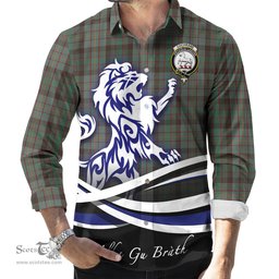 ScotsTee Shop Scottish Cochrane Hunting Clan Crest Tartan Alba Gu Brath Regal Lion Emblem Long Sleeve Shirt