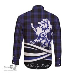 ScotsTee Shop Scottish Dunlop Clan Crest Tartan Alba Gu Brath Regal Lion Emblem Long Sleeve Shirt