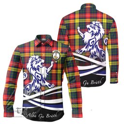 ScotsTee Shop Scottish Dewar Clan Crest Tartan Alba Gu Brath Regal Lion Emblem Long Sleeve Shirt