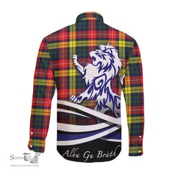 ScotsTee Shop Scottish Dewar Clan Crest Tartan Alba Gu Brath Regal Lion Emblem Long Sleeve Shirt