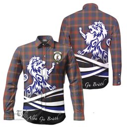 ScotsTee Shop Scottish Fraser Hunting Modern Clan Crest Tartan Alba Gu Brath Regal Lion Emblem Long Sleeve Shirt