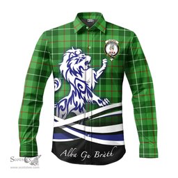 ScotsTee Shop Scottish Clephan Clan Crest Tartan Alba Gu Brath Regal Lion Emblem Long Sleeve Shirt