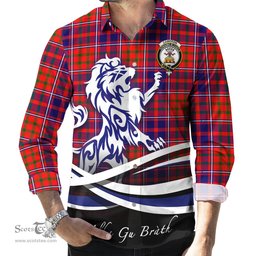 ScotsTee Shop Scottish Cameron of Lochiel Modern Clan Crest Tartan Alba Gu Brath Regal Lion Emblem Long Sleeve Shirt