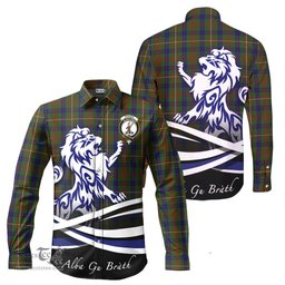 ScotsTee Shop Scottish Fraser Hunting Clan Crest Tartan Alba Gu Brath Regal Lion Emblem Long Sleeve Shirt