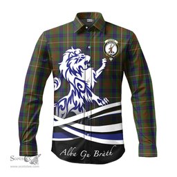 ScotsTee Shop Scottish Fraser Hunting Clan Crest Tartan Alba Gu Brath Regal Lion Emblem Long Sleeve Shirt