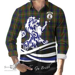 ScotsTee Shop Scottish Fraser Hunting Clan Crest Tartan Alba Gu Brath Regal Lion Emblem Long Sleeve Shirt