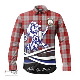ScotsTee Shop Scottish Erskine Red Clan Crest Tartan Alba Gu Brath Regal Lion Emblem Long Sleeve Shirt