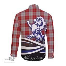 ScotsTee Shop Scottish Erskine Red Clan Crest Tartan Alba Gu Brath Regal Lion Emblem Long Sleeve Shirt