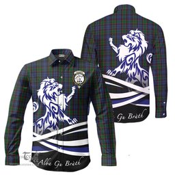 ScotsTee Shop Scottish Fletcher Clan Crest Tartan Alba Gu Brath Regal Lion Emblem Long Sleeve Shirt