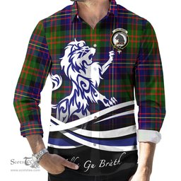 ScotsTee Shop Scottish Chalmers Modern Clan Crest Tartan Alba Gu Brath Regal Lion Emblem Long Sleeve Shirt