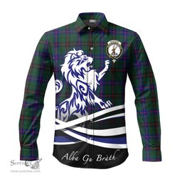 ScotsTee Shop Scottish Davidson Modern Clan Crest Tartan Alba Gu Brath Regal Lion Emblem Long Sleeve Shirt