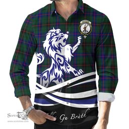 ScotsTee Shop Scottish Davidson Modern Clan Crest Tartan Alba Gu Brath Regal Lion Emblem Long Sleeve Shirt