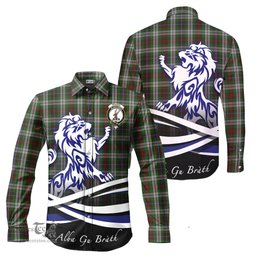 ScotsTee Shop Scottish Fraser Hunting Dress Clan Crest Tartan Alba Gu Brath Regal Lion Emblem Long Sleeve Shirt