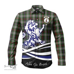 ScotsTee Shop Scottish Fraser Hunting Dress Clan Crest Tartan Alba Gu Brath Regal Lion Emblem Long Sleeve Shirt