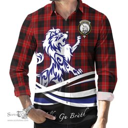 ScotsTee Shop Scottish Cunningham Clan Crest Tartan Alba Gu Brath Regal Lion Emblem Long Sleeve Shirt