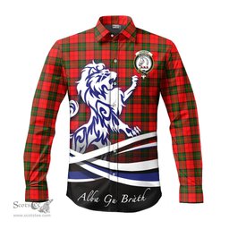 ScotsTee Shop Scottish Dunbar Modern Clan Crest Tartan Alba Gu Brath Regal Lion Emblem Long Sleeve Shirt