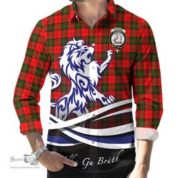ScotsTee Shop Scottish Dunbar Modern Clan Crest Tartan Alba Gu Brath Regal Lion Emblem Long Sleeve Shirt