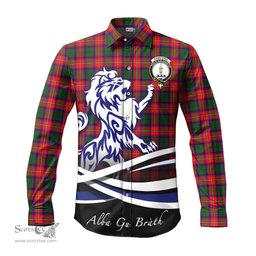 ScotsTee Shop Scottish Charteris Clan Crest Tartan Alba Gu Brath Regal Lion Emblem Long Sleeve Shirt