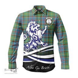 ScotsTee Shop Scottish Colville Clan Crest Tartan Alba Gu Brath Regal Lion Emblem Long Sleeve Shirt