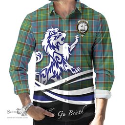 ScotsTee Shop Scottish Colville Clan Crest Tartan Alba Gu Brath Regal Lion Emblem Long Sleeve Shirt