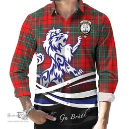ScotsTee Shop Scottish Cheyne Clan Crest Tartan Alba Gu Brath Regal Lion Emblem Long Sleeve Shirt