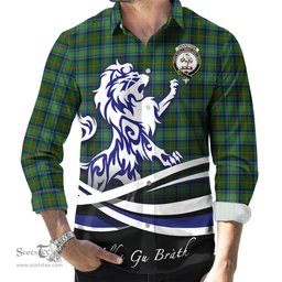 ScotsTee Shop Scottish Cranstoun Clan Crest Tartan Alba Gu Brath Regal Lion Emblem Long Sleeve Shirt