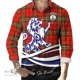 ScotsTee Shop Scottish Langlands Clan Crest Tartan Alba Gu Brath Regal Lion Emblem Long Sleeve Shirt