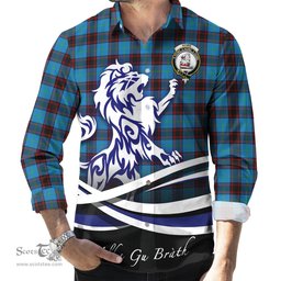 ScotsTee Shop Scottish Home Ancient Clan Crest Tartan Alba Gu Brath Regal Lion Emblem Long Sleeve Shirt