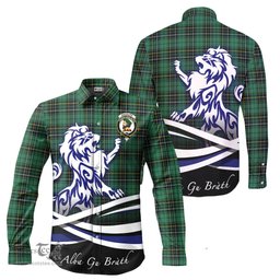 ScotsTee Shop Scottish MacAlpin Ancient Clan Crest Tartan Alba Gu Brath Regal Lion Emblem Long Sleeve Shirt