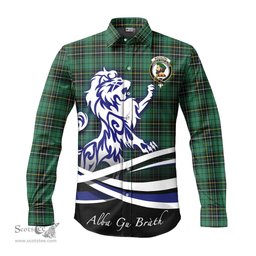 ScotsTee Shop Scottish MacAlpin Ancient Clan Crest Tartan Alba Gu Brath Regal Lion Emblem Long Sleeve Shirt