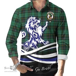 ScotsTee Shop Scottish MacAlpin Ancient Clan Crest Tartan Alba Gu Brath Regal Lion Emblem Long Sleeve Shirt