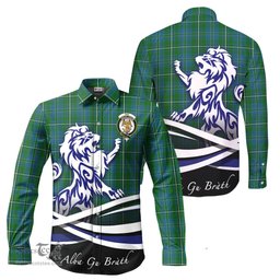 ScotsTee Shop Scottish Hay Hunting Clan Crest Tartan Alba Gu Brath Regal Lion Emblem Long Sleeve Shirt