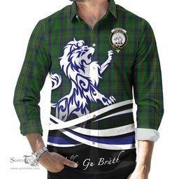 ScotsTee Shop Scottish Kennedy Clan Crest Tartan Alba Gu Brath Regal Lion Emblem Long Sleeve Shirt