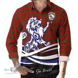ScotsTee Shop Scottish MacDonald of Sleat Clan Crest Tartan Alba Gu Brath Regal Lion Emblem Long Sleeve Shirt