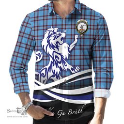 ScotsTee Shop Scottish Elliot Ancient Clan Crest Tartan Alba Gu Brath Regal Lion Emblem Long Sleeve Shirt