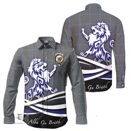 ScotsTee Shop Scottish Gladstone Clan Crest Tartan Alba Gu Brath Regal Lion Emblem Long Sleeve Shirt