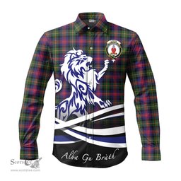 ScotsTee Shop Scottish Logan Modern Clan Crest Tartan Alba Gu Brath Regal Lion Emblem Long Sleeve Shirt