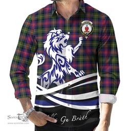 ScotsTee Shop Scottish Logan Modern Clan Crest Tartan Alba Gu Brath Regal Lion Emblem Long Sleeve Shirt