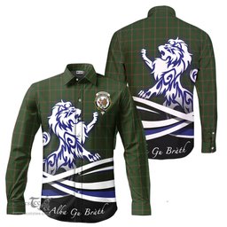 ScotsTee Shop Scottish MacKinnon Hunting Clan Crest Tartan Alba Gu Brath Regal Lion Emblem Long Sleeve Shirt