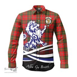 ScotsTee Shop Scottish Hay Modern Clan Crest Tartan Alba Gu Brath Regal Lion Emblem Long Sleeve Shirt