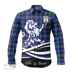 ScotsTee Shop Scottish Hope Modern Clan Crest Tartan Alba Gu Brath Regal Lion Emblem Long Sleeve Shirt