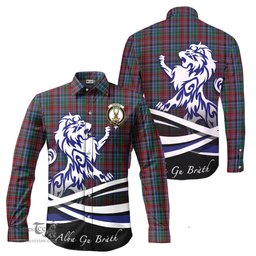 ScotsTee Shop Scottish Gordon Red Clan Crest Tartan Alba Gu Brath Regal Lion Emblem Long Sleeve Shirt