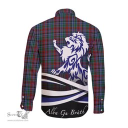 ScotsTee Shop Scottish Gordon Red Clan Crest Tartan Alba Gu Brath Regal Lion Emblem Long Sleeve Shirt