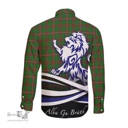 ScotsTee Shop Scottish MacKinnon Hunting Modern Clan Crest Tartan Alba Gu Brath Regal Lion Emblem Long Sleeve Shirt