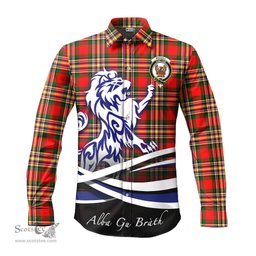 ScotsTee Shop Scottish MacGill Modern Clan Crest Tartan Alba Gu Brath Regal Lion Emblem Long Sleeve Shirt