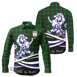 ScotsTee Shop Scottish Logie Clan Crest Tartan Alba Gu Brath Regal Lion Emblem Long Sleeve Shirt