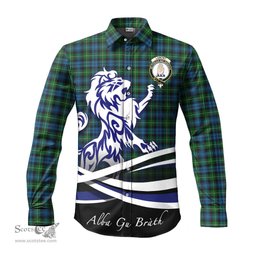 ScotsTee Shop Scottish Lamont Clan Crest Tartan Alba Gu Brath Regal Lion Emblem Long Sleeve Shirt