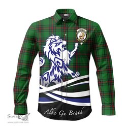 ScotsTee Shop Scottish Kirkaldy Clan Crest Tartan Alba Gu Brath Regal Lion Emblem Long Sleeve Shirt