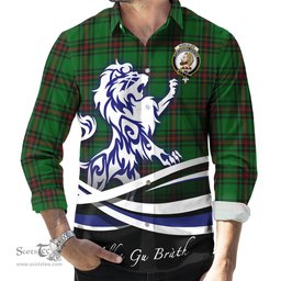 ScotsTee Shop Scottish Kirkaldy Clan Crest Tartan Alba Gu Brath Regal Lion Emblem Long Sleeve Shirt