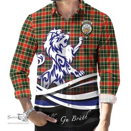 ScotsTee Shop Scottish MacLachlan Hunting Modern Clan Crest Tartan Alba Gu Brath Regal Lion Emblem Long Sleeve Shirt